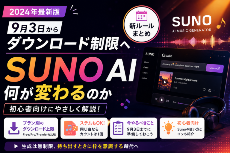 Suno AIの9月3日からのダウンロード制限と新ルールを初心者向けに解説